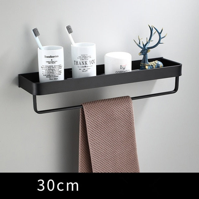 Wandplank aluminium 30 cm zwart badkamer keuken opbergplank zwevend smal rek muur plank modern minimalistisch | Sansoti