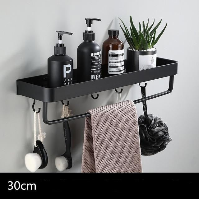 Wandplank aluminium 30 cm zwart badkamer keuken opbergplank zwevend smal rek muur plank modern minimalistisch | Sansoti