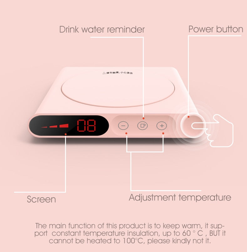 USB Cup Warmer with Timer, Digital Display and Temperature Control for Coffee and Tea, Desk Mat | Sansoti