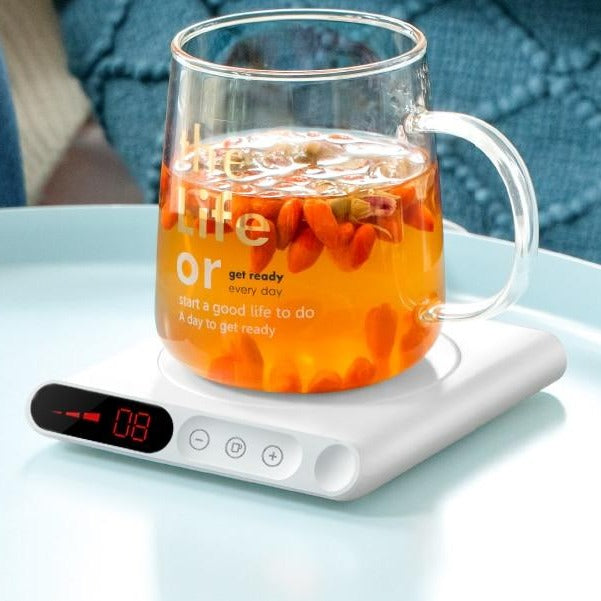 USB Cup Warmer with Timer, Digital Display and Temperature Control for Coffee and Tea, Desk Mat | Sansoti