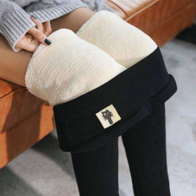 Legging thermique doublé polaire pour femme taille haute hiver chaude confortable décontractée sportive extensible | Sansoti