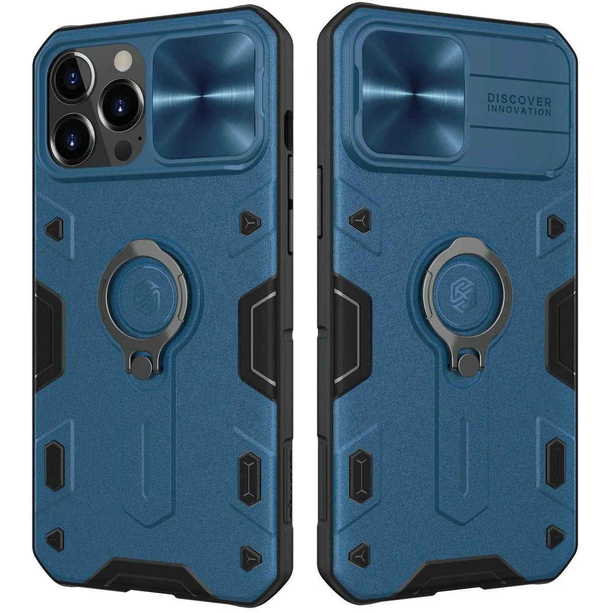 Metall-Handyhülle mit Standring und erhöhtem Linsenschutz für die iPhone-13-Serie, Schwarz, Grün, Blau, Schutz | Sansoti