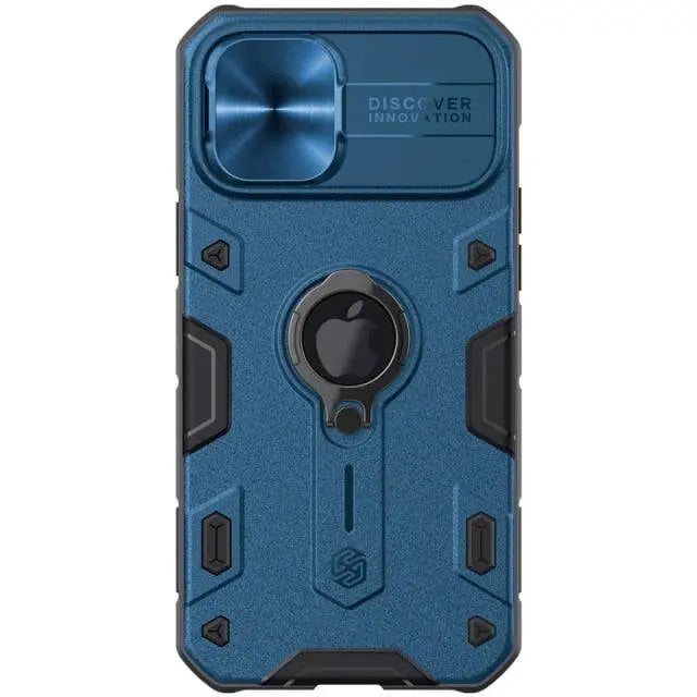 Metall-Handyhülle mit Standring und erhöhtem Linsenschutz für die iPhone-13-Serie, Schwarz, Grün, Blau, Schutz | Sansoti