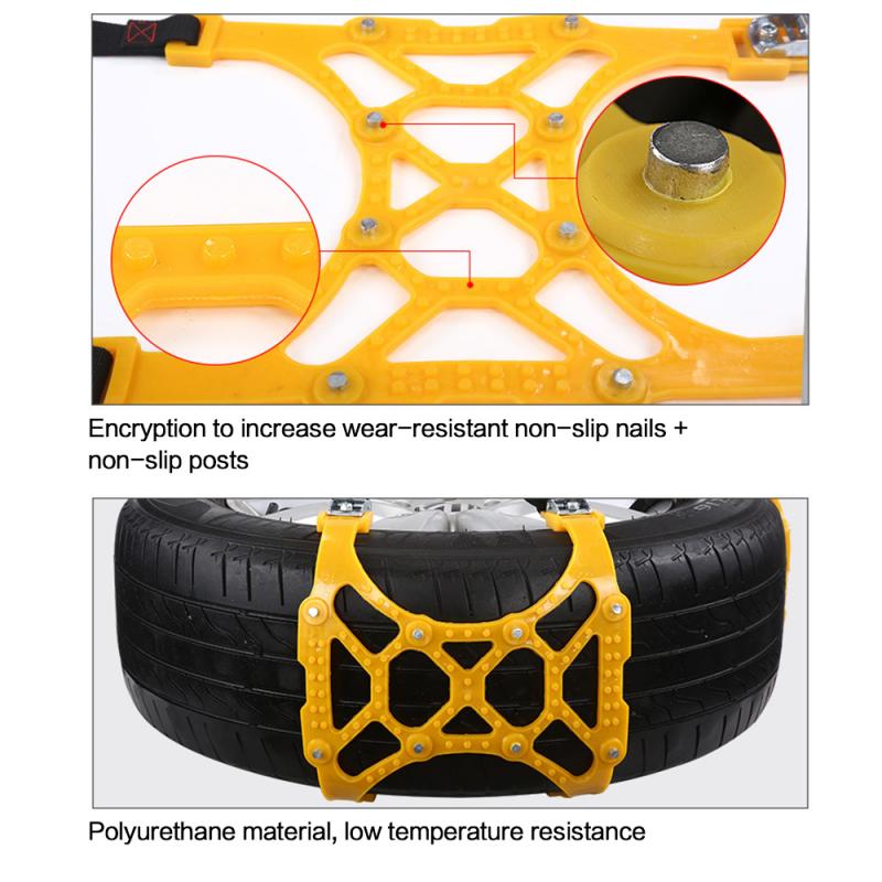 Car Traction Straps Winter TPU Steel Studs Universal Snow Mud Safety Grip Anti-Slip Vehicle Tires | Sansoti