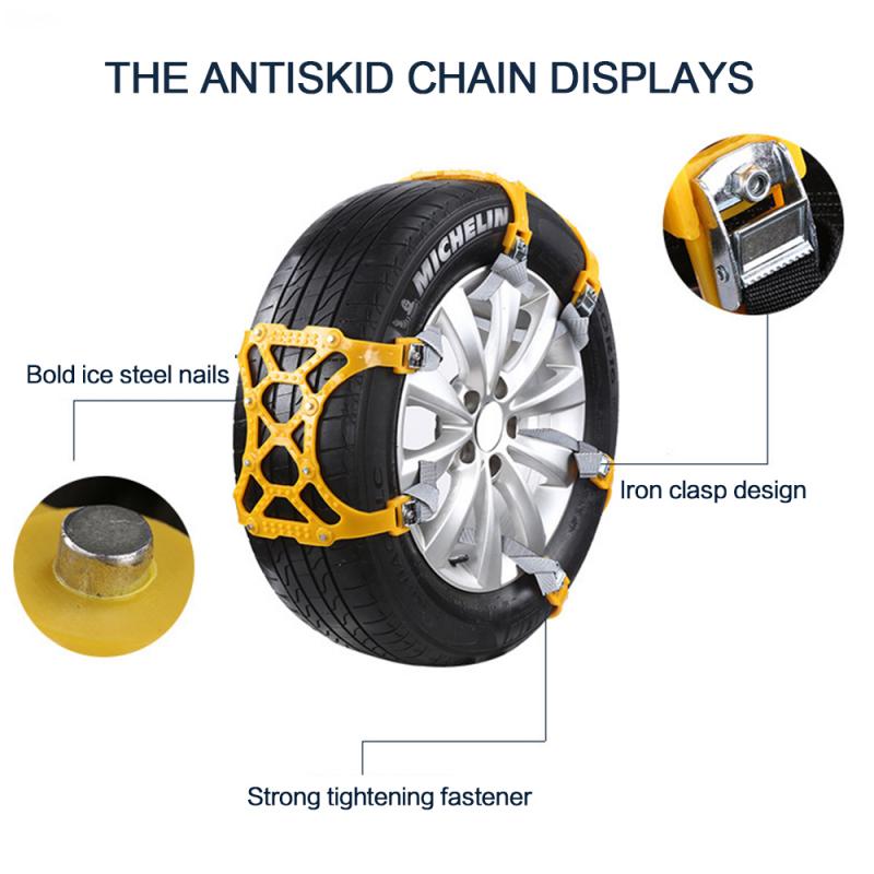 Car Traction Straps Winter TPU Steel Studs Universal Snow Mud Safety Grip Anti-Slip Vehicle Tires | Sansoti