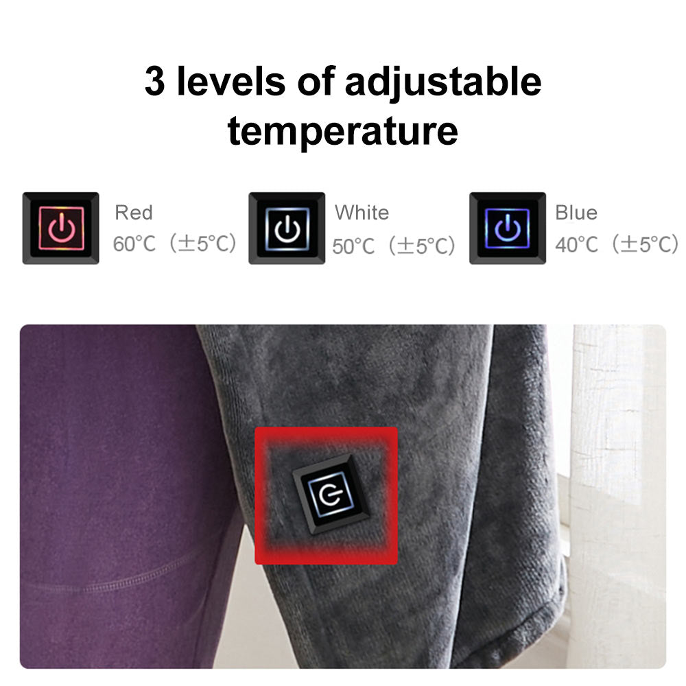 Beheizbare Decke mit USB-Anschluss 150x80cm Korallenfleece 3 Temperaturstufen Tragbare Wärmedecke | Sansoti
