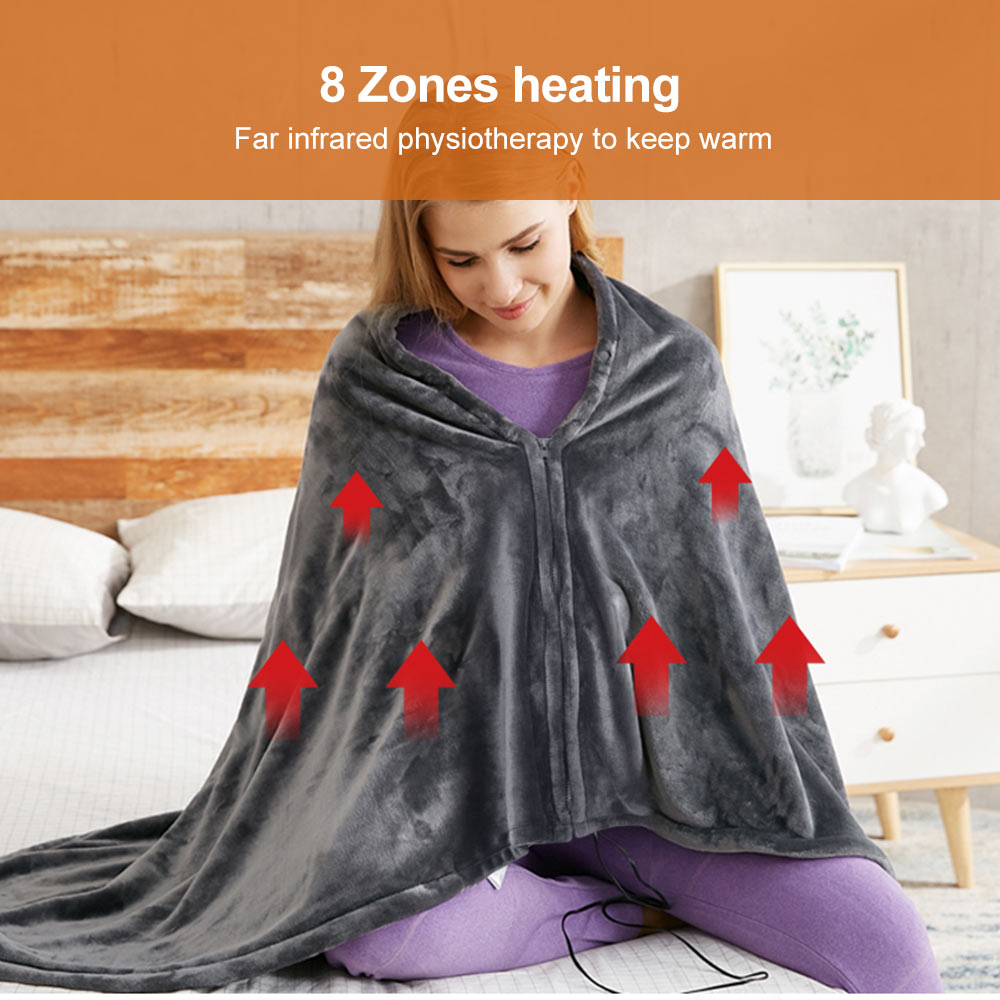 Beheizbare Decke mit USB-Anschluss 150x80cm Korallenfleece 3 Temperaturstufen Tragbare Wärmedecke | Sansoti