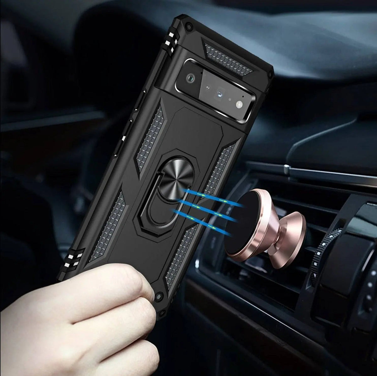 Hybrid Phone Case with Ring Stand for Google Pixel Shockproof Protective Design Hands-Free Use | Sansoti