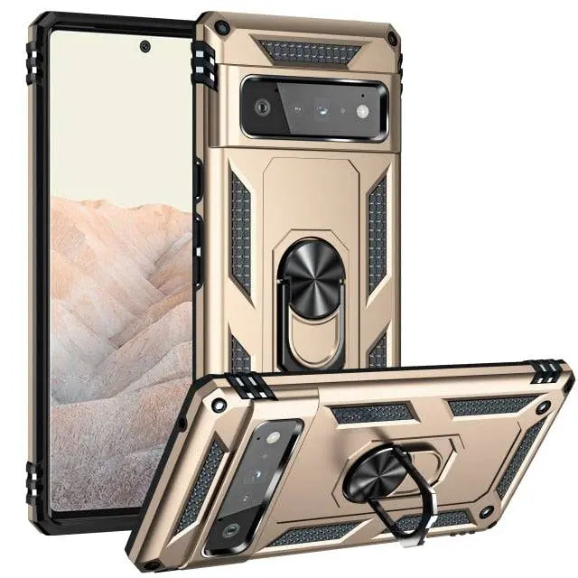 Hybrid Phone Case with Ring Stand for Google Pixel Shockproof Protective Design Hands-Free Use | Sansoti