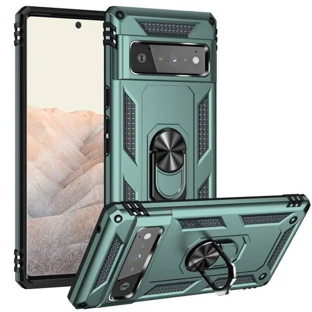 Hybrid Phone Case with Ring Stand for Google Pixel Shockproof Protective Design Hands-Free Use | Sansoti