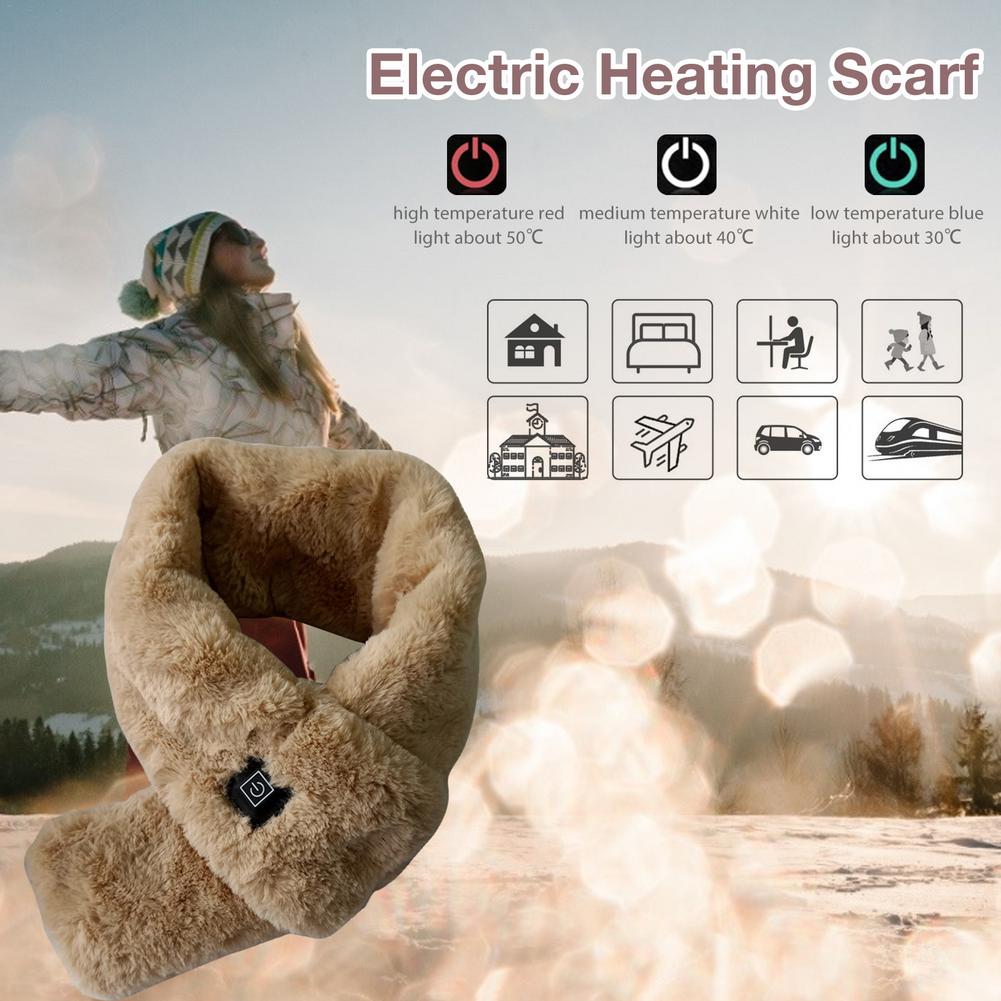USB Heated Scarf with 3 Temperature Settings, Soft Fleece Winter Scarf, Unisex for Walking and Outdoor Winter Activities | Sansoti
