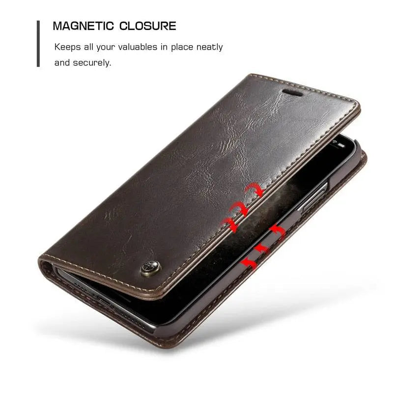 Leather Phone Case iPhone 13 Pro Max Black Brown Camera Protection Grip Stylish Durable Leather Case | Sansoti