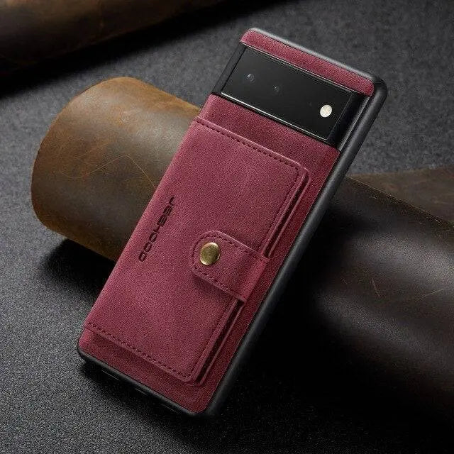 Leather Phone Case with Wallet for Smartphone Vintage Style Card Holder Protective Cover Brown Black | Sansoti