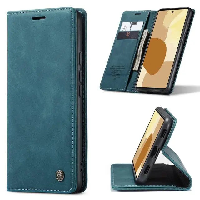 Étui portefeuille en cuir pour smartphone avec emplacements pour cartes, coque de protection pour téléphone, rangement pratique | Sansoti