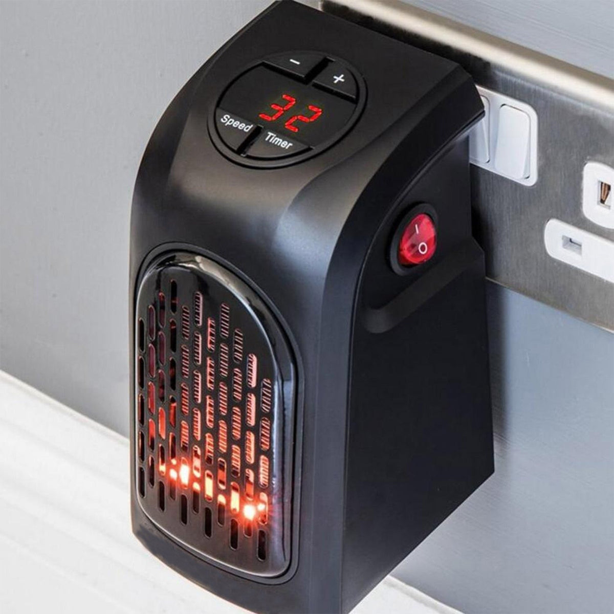 Compact Plug-in Heater 400W Digital Temperature Control Timer Room Heating Energy-efficient Bedroom | Sansoti