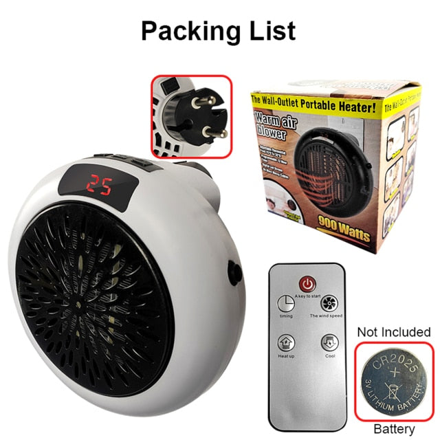 Compact Plug-In Heater with LED Display, Timer, Adjustable Settings for Small Spaces, Energy-Efficient Heat | Sansoti