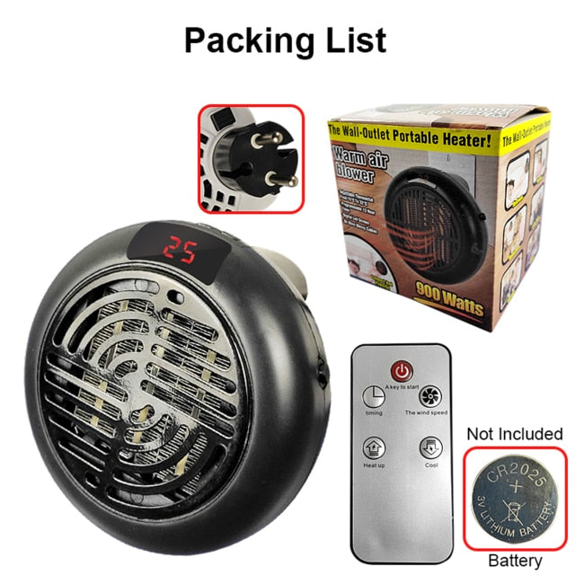 Compact Plug-In Heater with LED Display, Timer, Adjustable Settings for Small Spaces, Energy-Efficient Heat | Sansoti