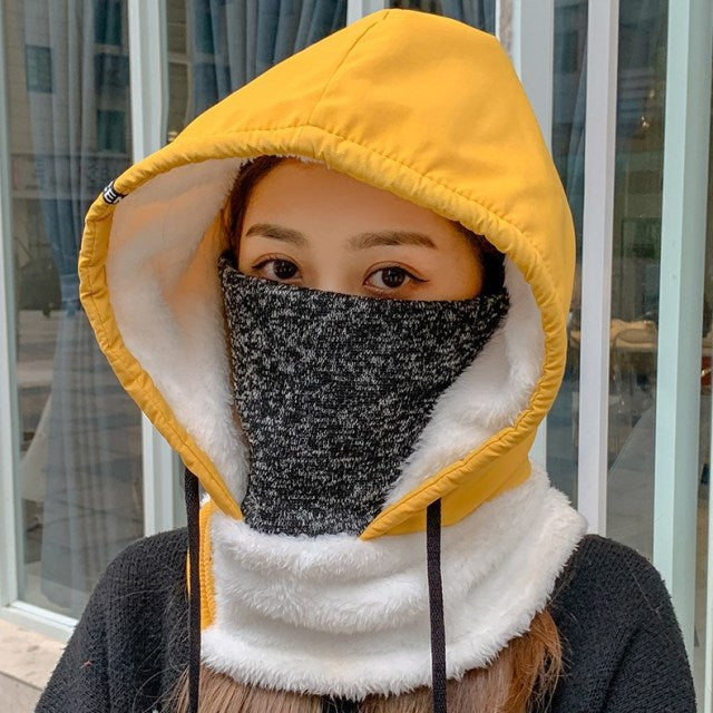 Winter Hat with Visor and Hood, Fleece Lining, Unisex Headwear for Outdoor Hiking and Skiing, Warm Sports Hat | Sansoti