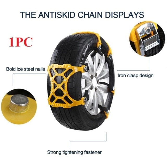 Car Traction Straps Winter TPU Steel Studs Universal Snow Mud Safety Grip Anti-Slip Vehicle Tires | Sansoti