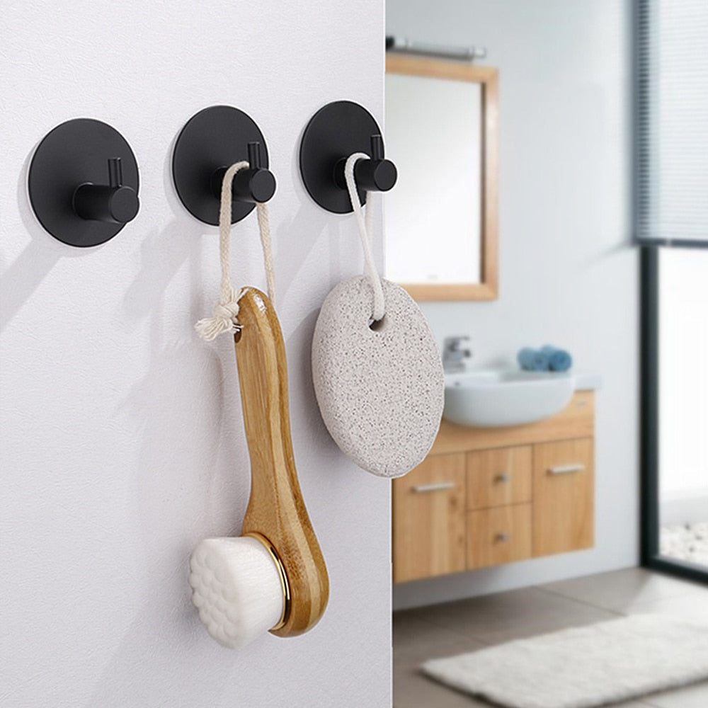 Zelfklevende haak RVS zwart badkamer keuken wand haak zonder boren handdoekhaak sleutelhaak keukenaccessoire muurhaak modern | Sansoti