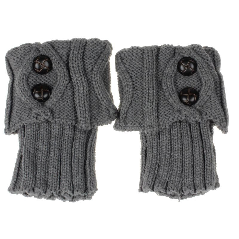 Gestrickte Knöchelwärmer mit Knopfdetail – Elastische Beinwärmer in Wolloptik für Stiefel im Alltag | Sansoti