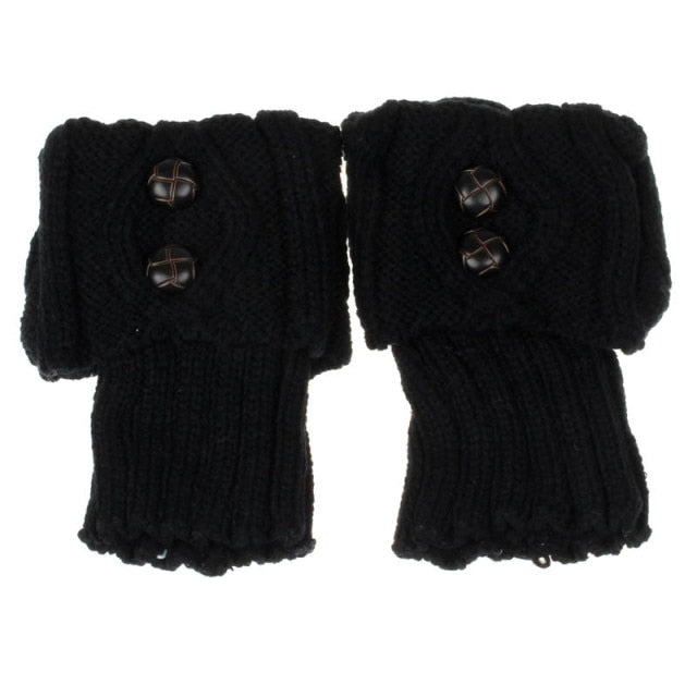 Gestrickte Knöchelwärmer mit Knopfdetail – Elastische Beinwärmer in Wolloptik für Stiefel im Alltag | Sansoti