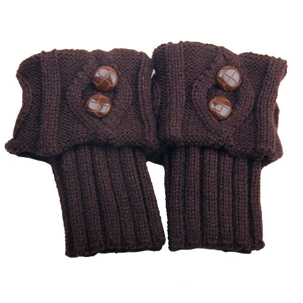 Gestrickte Knöchelwärmer mit Knopfdetail – Elastische Beinwärmer in Wolloptik für Stiefel im Alltag | Sansoti