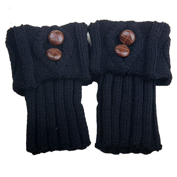 Gestrickte Knöchelwärmer mit Knopfdetail – Elastische Beinwärmer in Wolloptik für Stiefel im Alltag | Sansoti