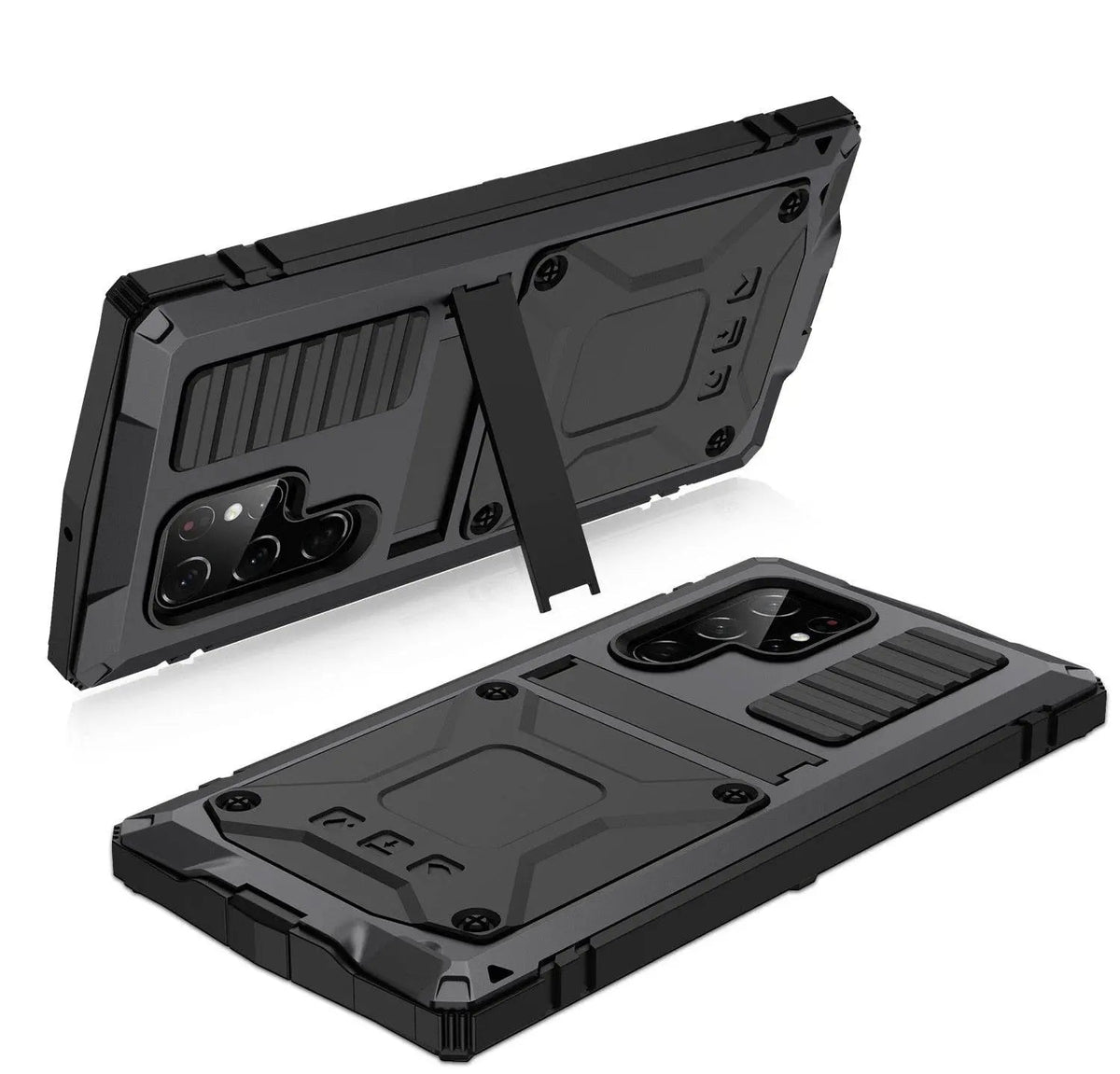 Aluminum Protective Case with Stand and Tempered Glass for Smartphone Impact-Resistant Shockproof Stylish Design | Sansoti