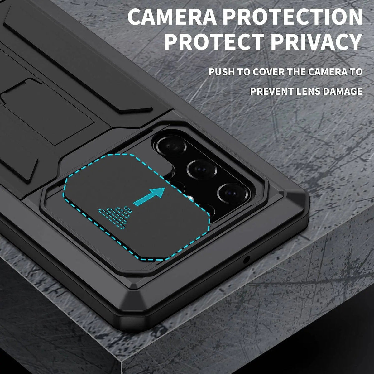 Coque de protection en aluminium avec support pour Samsung Galaxy S22 Ultra Plus, antichoc et robuste | Sansoti