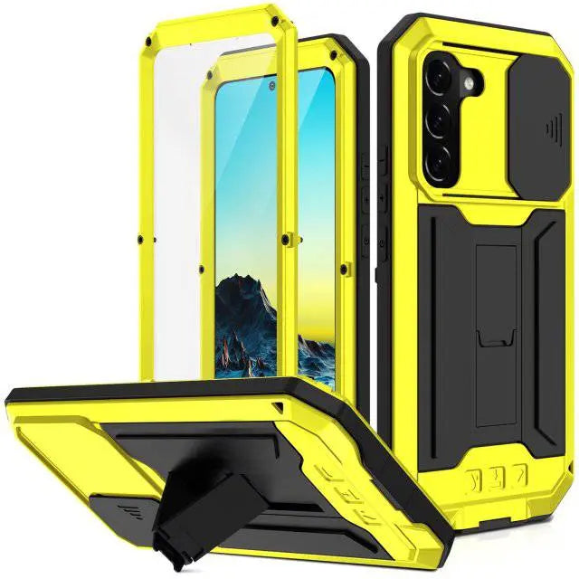 Coque de protection en aluminium avec support pour Samsung Galaxy S22 Ultra Plus, antichoc et robuste | Sansoti