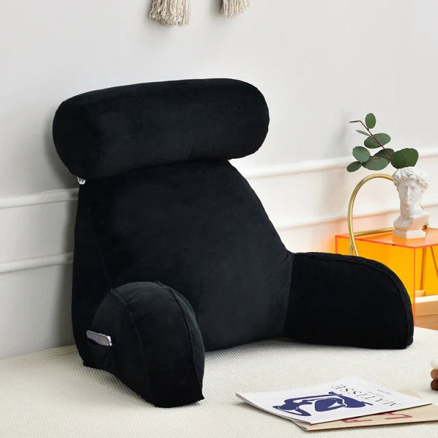 Coussin de lecture ergonomique avec accoudoirs 75x45cm en velours, réglable, pour lit et canapé, soutien du dos, confort et détente | Sansoti