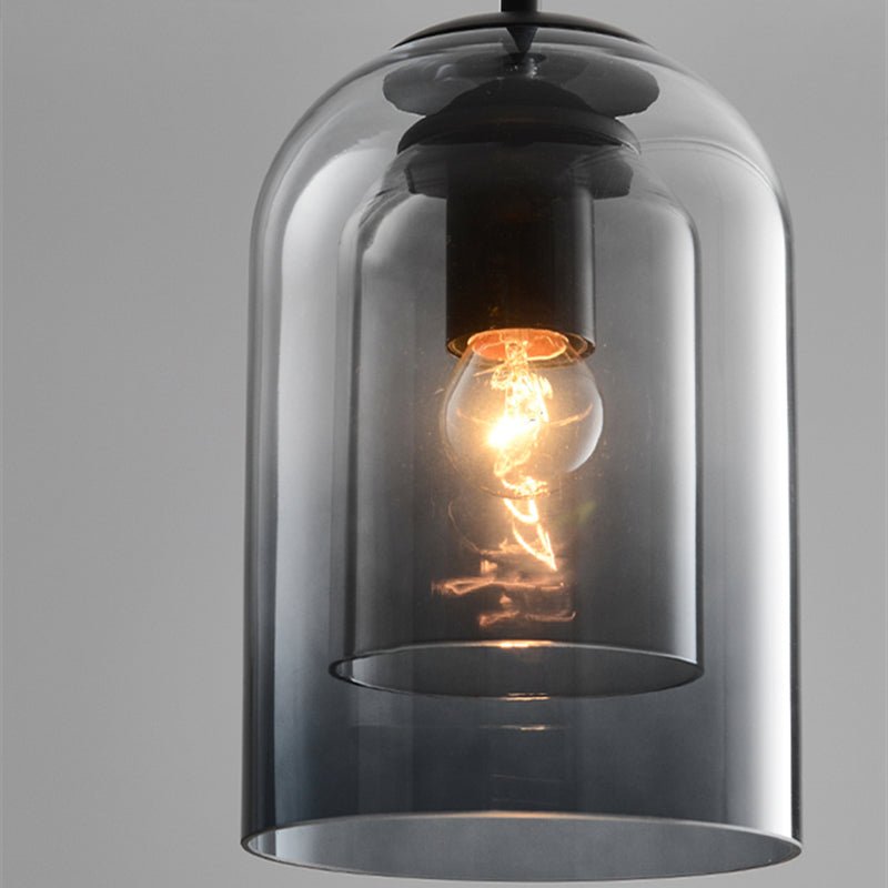 Moderne Hanglamp Dubbel Glas Smoked Grey Rust Eetkamer Vintage Verlichting Scandinavisch Design Mid-Century Stijl | Sansoti