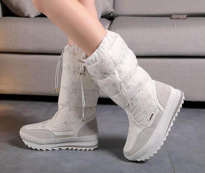 Kniehohe Winterstiefel mit weichem Futter, Reißverschluss, für Damen, schneefest, warm und komfortabel, zum Wandern, Winter, 35-42 | Sansoti