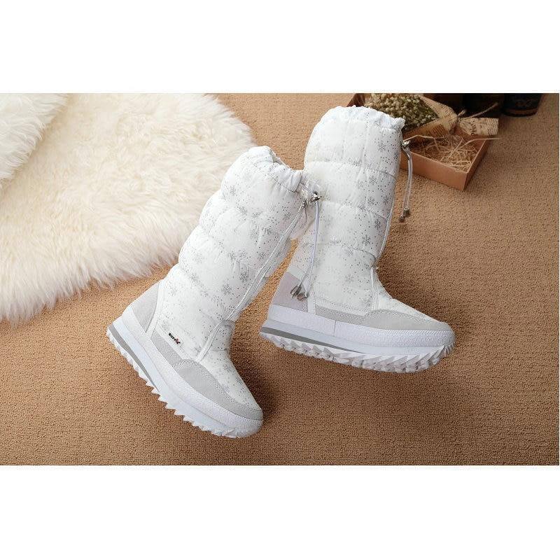 Kniehohe Winterstiefel mit weichem Futter, Reißverschluss, für Damen, schneefest, warm und komfortabel, zum Wandern, Winter, 35-42 | Sansoti