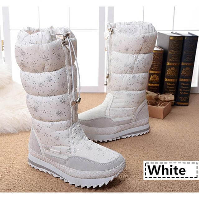 Gefütterte halbhohe Damenstiefel Wasserdichtes Winterschuhwerk Warm Bequem Flach Synthetisch Winter Damen | Sansoti