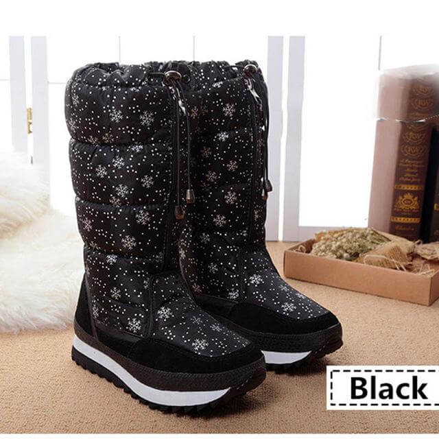 Gefütterte halbhohe Damenstiefel Wasserdichtes Winterschuhwerk Warm Bequem Flach Synthetisch Winter Damen | Sansoti
