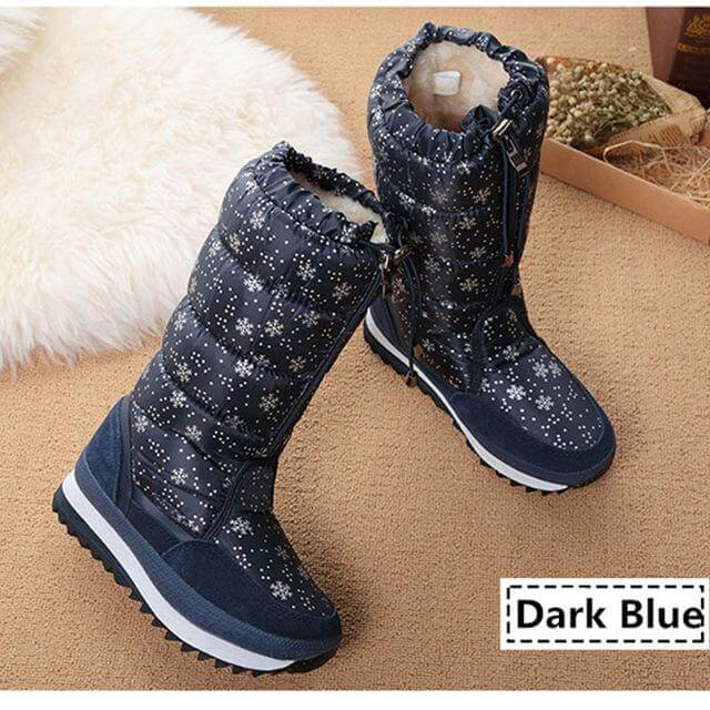 Gefütterte halbhohe Damenstiefel Wasserdichtes Winterschuhwerk Warm Bequem Flach Synthetisch Winter Damen | Sansoti