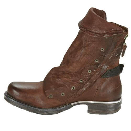 Enkelhoge Dameslaarzen Leer Zwart Bruin Platte Hak Winter Warm Comfortabel Stijlvol Relaxed Stadslaars | Sansoti