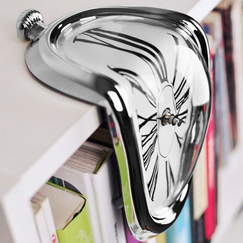 Smeltende Klok Wandklok Surrealistische Klok Dripping Clock Salvador Dali Stijl Moderne Wanddecoratie Zwart Zilver Goud Kunstobject Woonkamer Decoratie | Sansoti