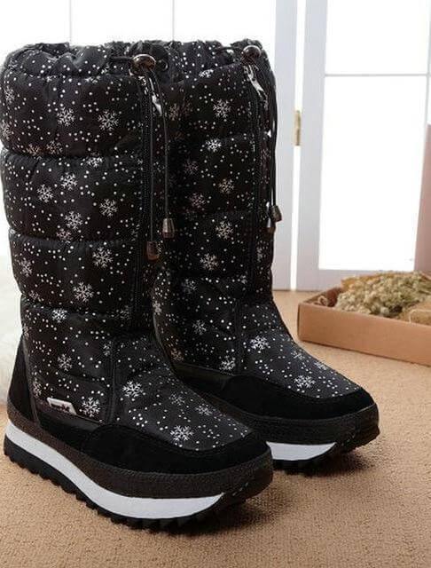 Kniehohe Winterstiefel mit weichem Futter, Reißverschluss, für Damen, schneefest, warm und komfortabel, zum Wandern, Winter, 35-42 | Sansoti