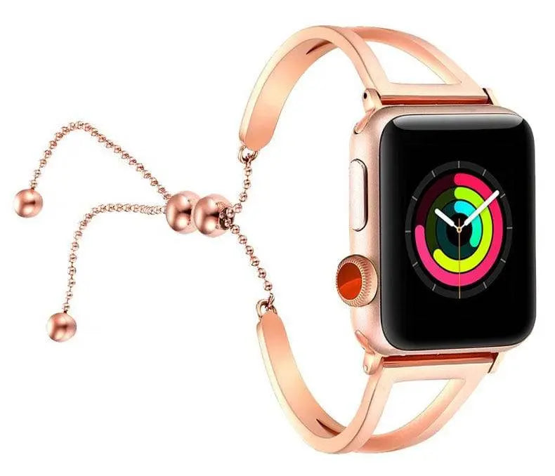 Elegantes 42-mm-Uhrenarmband Metallgliederarmband Roségold Silber Schwarz Damen-Smartwatch-Armband Ersatzarmband | Sansoti