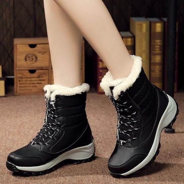 Lined Women's Ankle Boots Water-Repellent Platform Slip-Ons Winter Casual Comfort Walking Shoes Outdoor | Sansoti