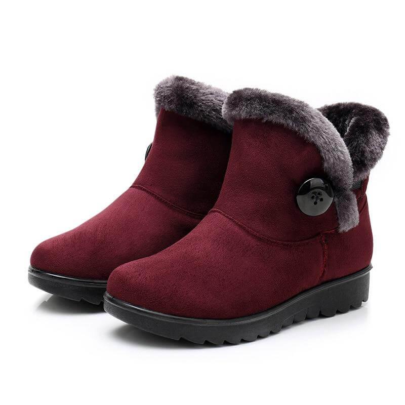 Damen-Stiefeletten, gefüttert, Winter, rund, Knopfverschluss, niedriger Absatz, lässig, bequem für den täglichen Gebrauch | Sansoti