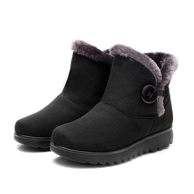 Damen-Stiefeletten, gefüttert, Winter, rund, Knopfverschluss, niedriger Absatz, lässig, bequem für den täglichen Gebrauch | Sansoti