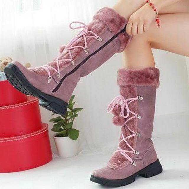 Mid-Calf Winter Boots with Wedge Heel, Soft Lining, Women's Street Walking Snow Comfort Winter Shoes | Sansoti