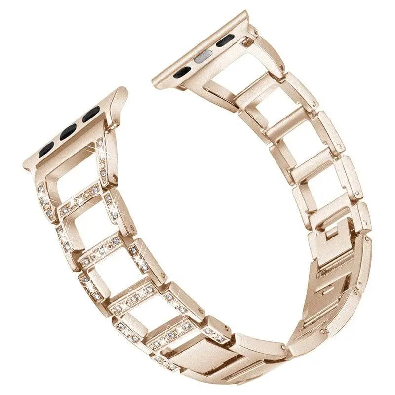 Bracelet de smartwatch en métal 38-49 mm, or argent rose noir, élégant bracelet à maillons réglable | Sansoti