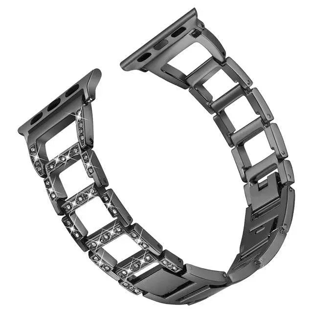 Bracelet de smartwatch en métal 38-49 mm, or argent rose noir, élégant bracelet à maillons réglable | Sansoti