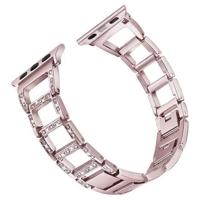 Bracelet de smartwatch en métal 38-49 mm, or argent rose noir, élégant bracelet à maillons réglable | Sansoti