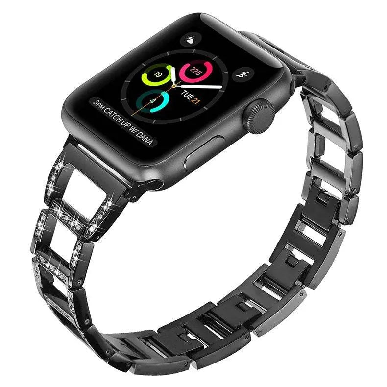 Bracelet de smartwatch en métal 38-49 mm, or argent rose noir, élégant bracelet à maillons réglable | Sansoti